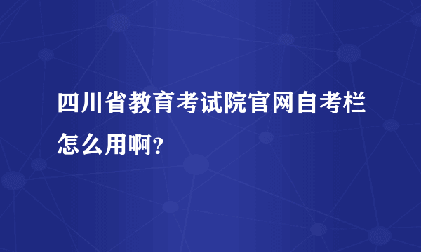 四川省教育考试院官网自考栏怎么用啊？